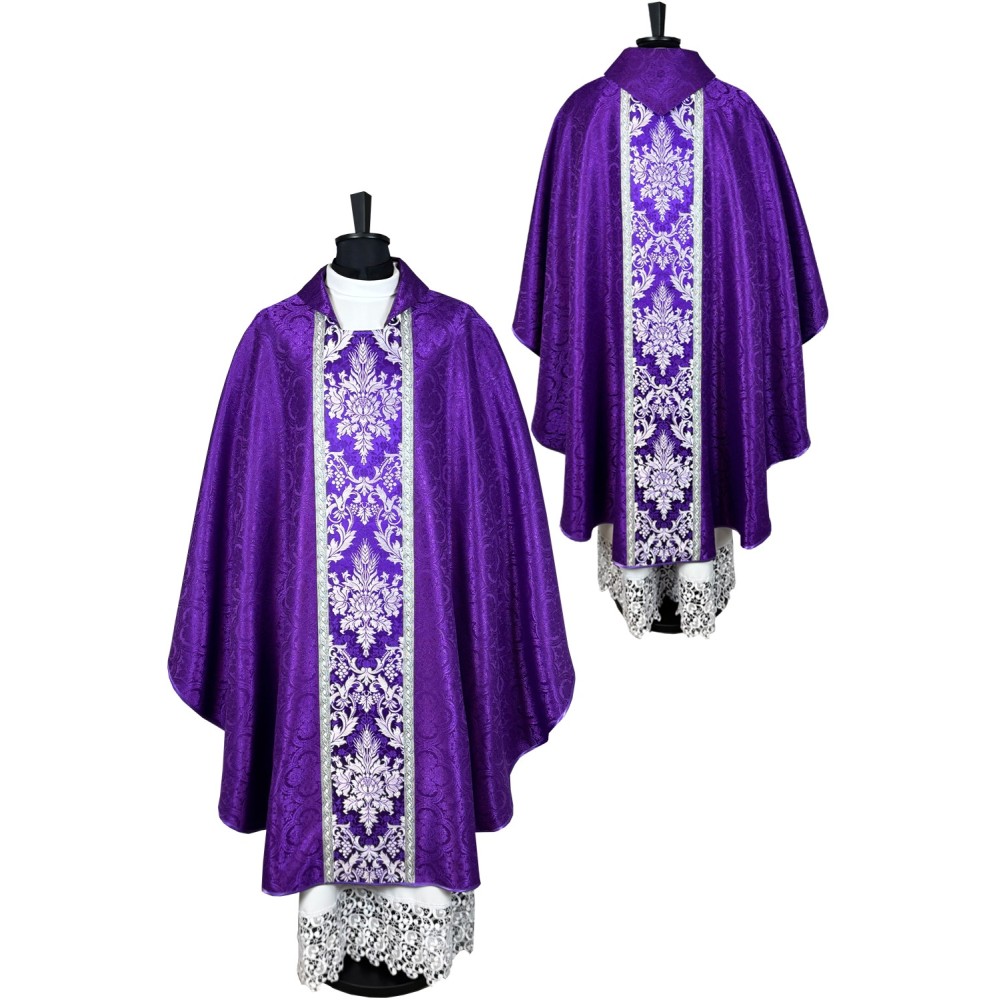 Ornat gotycki - tkanina fioletowa żakard - Ornaty fioletowe - Nowość