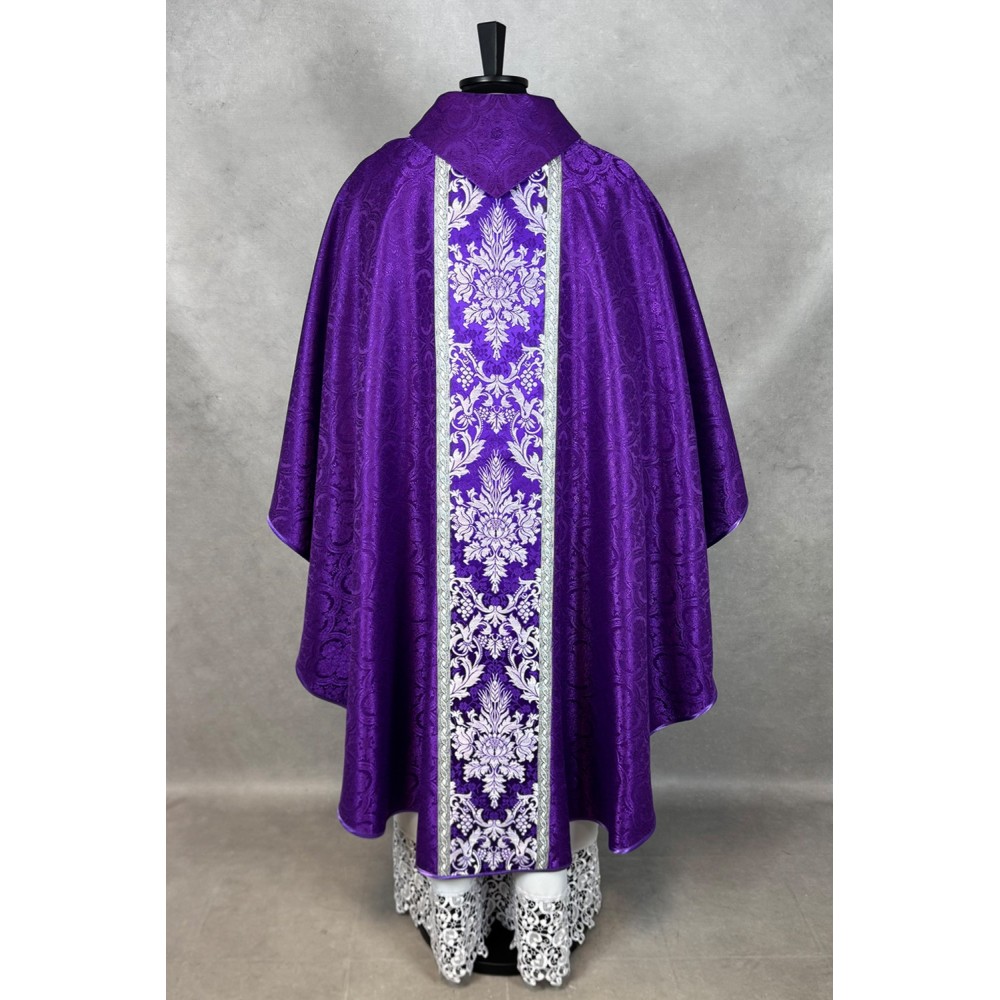 Ornat gotycki - tkanina fioletowa żakard - Ornaty fioletowe - zdjęcie 3