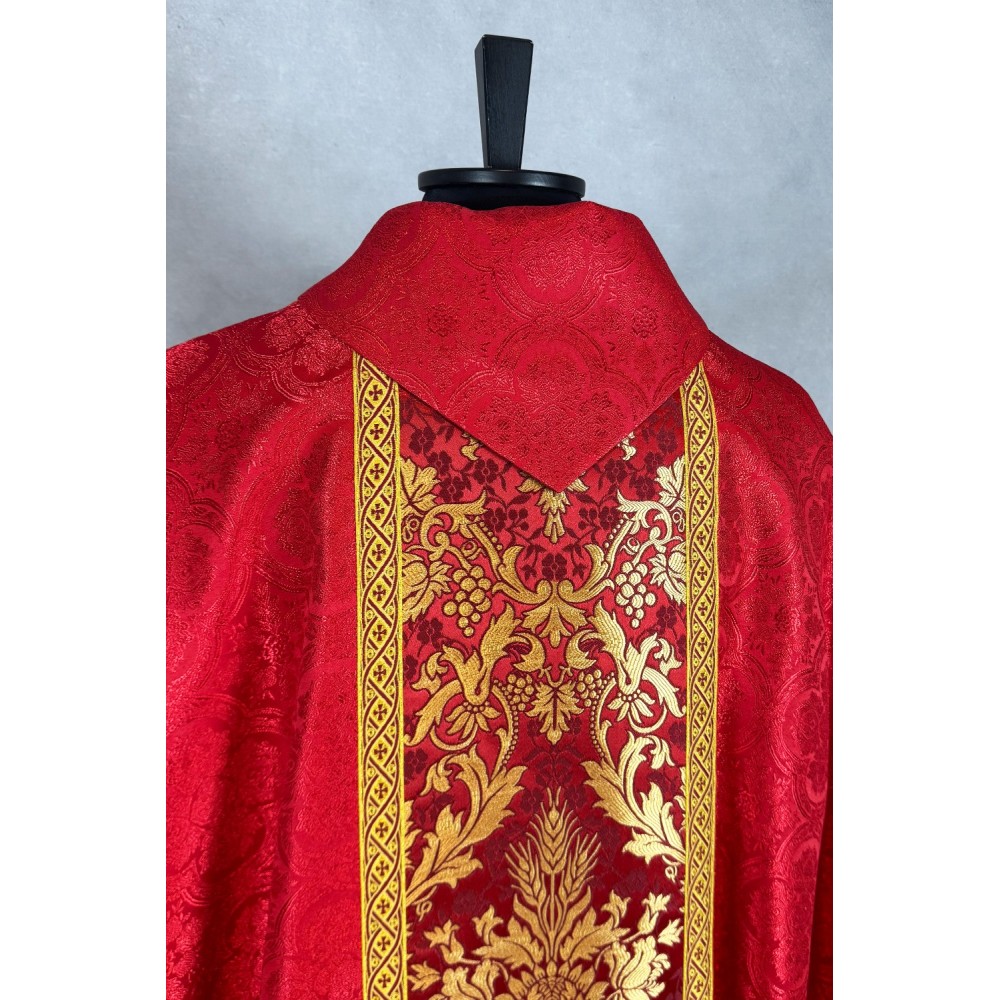 Ornat gotycki - tkanina czerwona żakard - Ornaty czerwone - zdjęcie 6