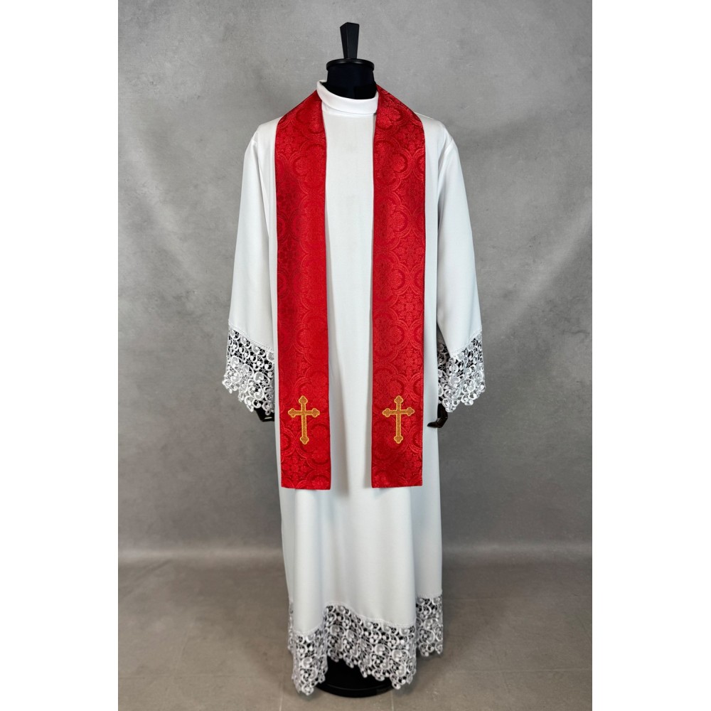 Ornat gotycki - tkanina czerwona żakard - Ornaty czerwone - zdjęcie 4