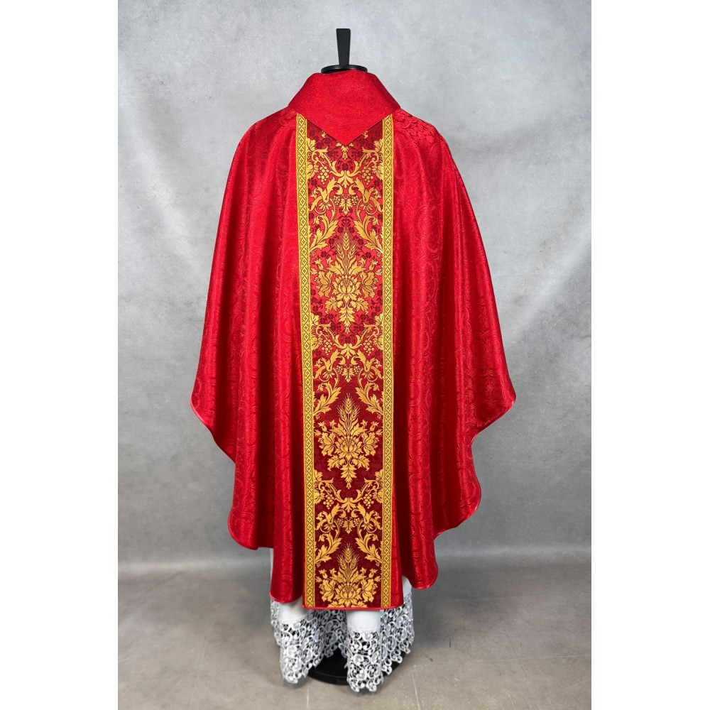 Ornat gotycki - tkanina czerwona żakard - Ornaty czerwone - zdjęcie 3
