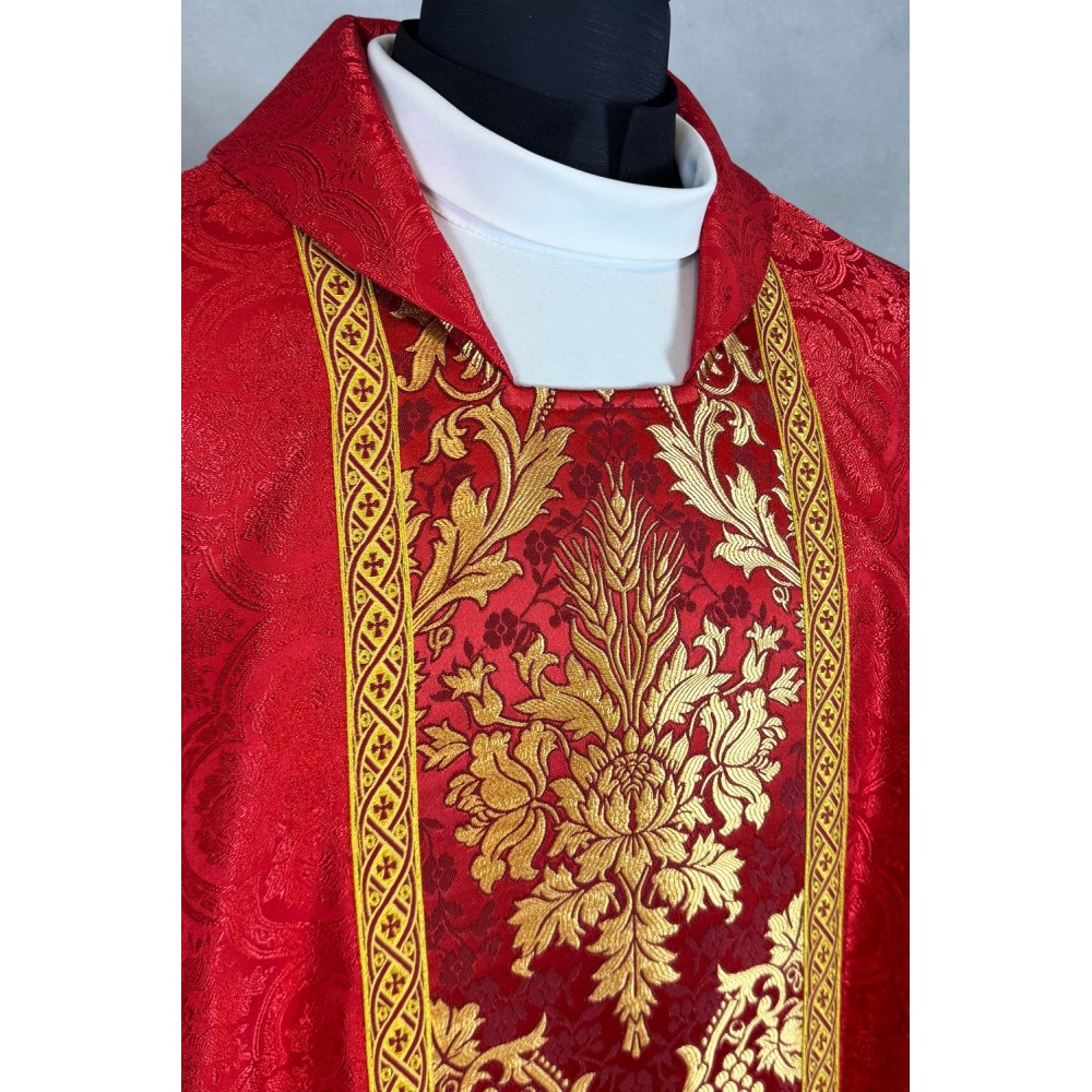 Ornat gotycki - tkanina czerwona żakard - Ornaty czerwone - zdjęcie 2