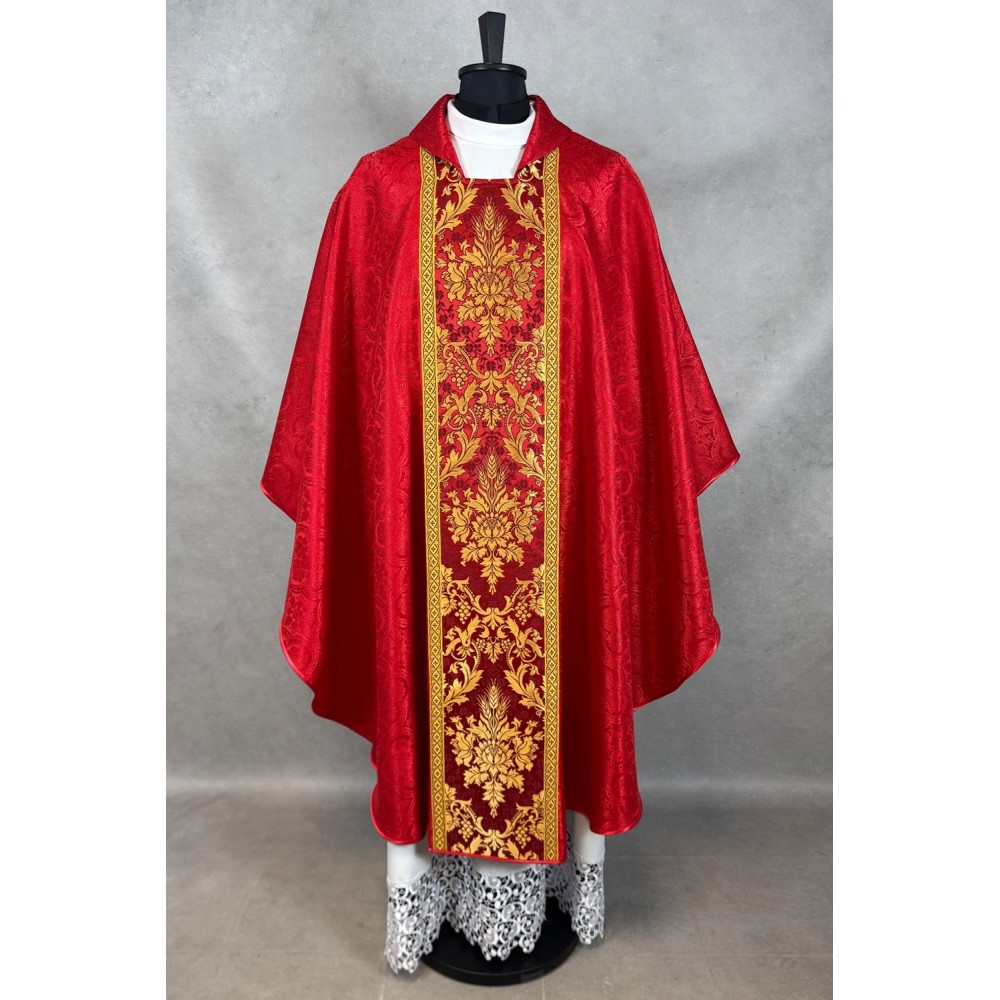 Ornat gotycki - tkanina czerwona żakard - Ornaty czerwone - zdjęcie 5