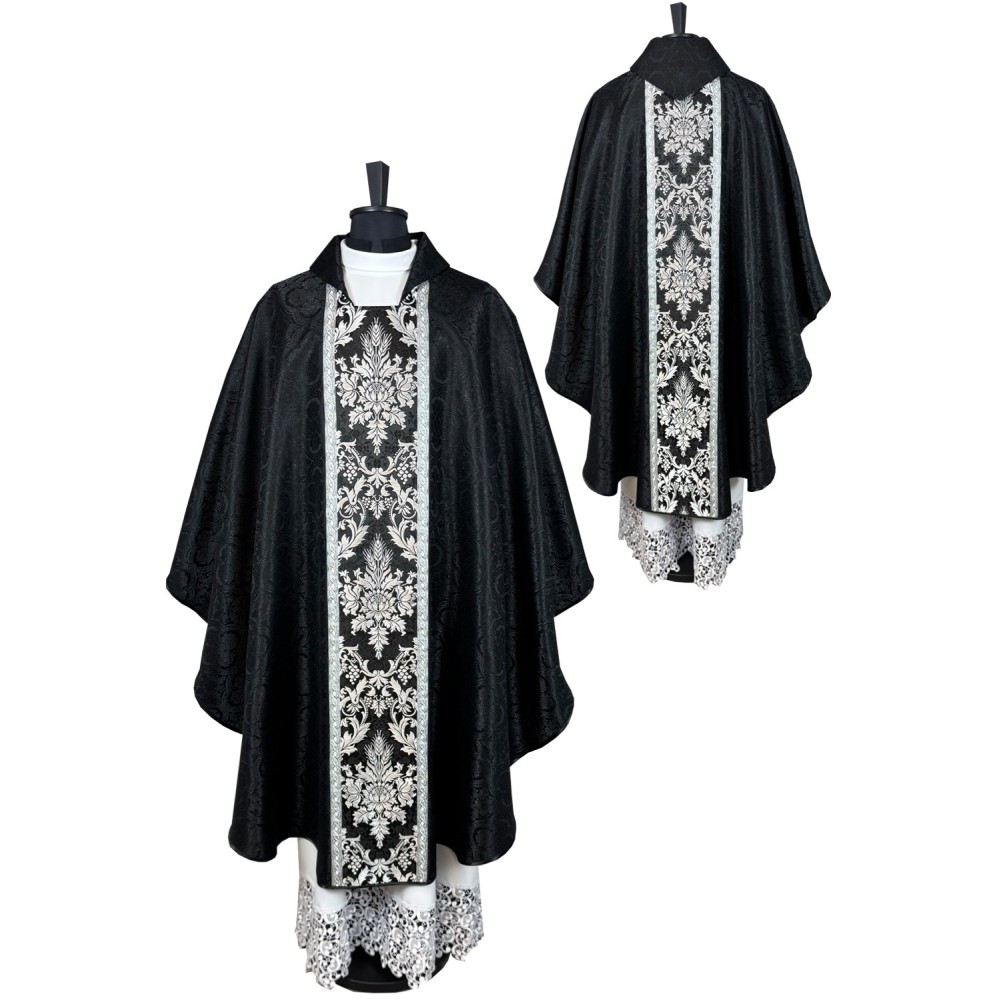 Ornat gotycki - tkanina czarny żakard - ornaty czarne - Nowość