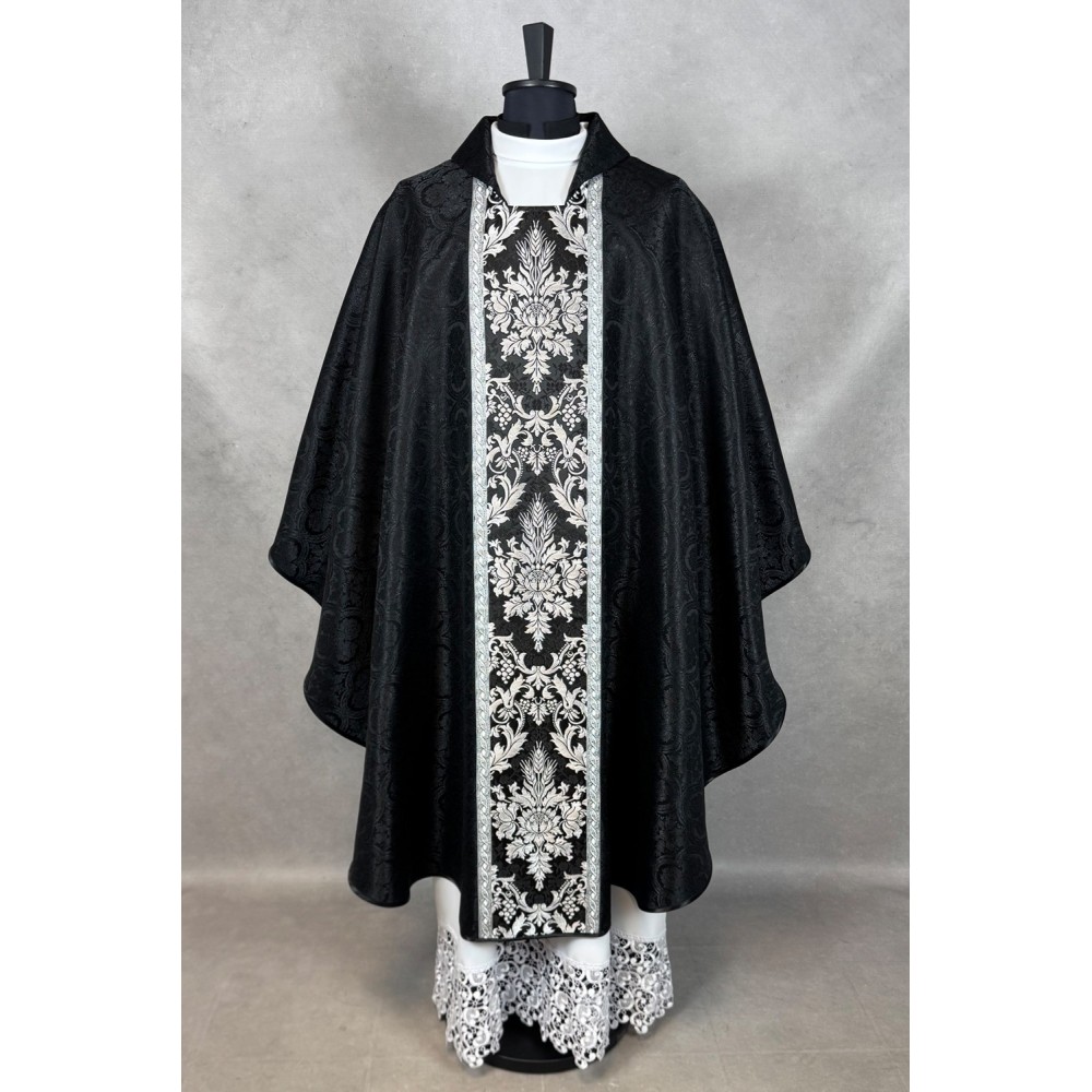 Ornat gotycki - tkanina czarny żakard - ornaty czarne - zdjęcie 4