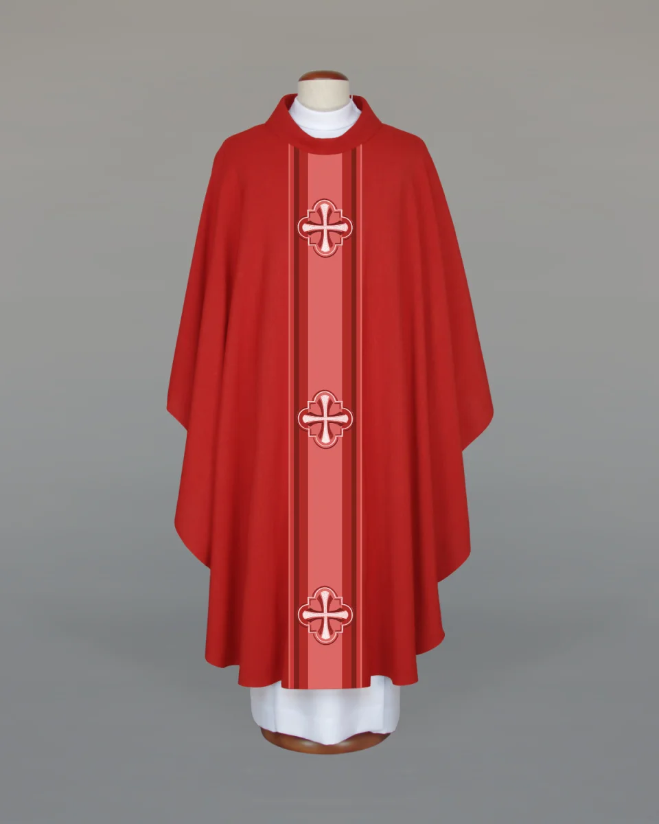 Ornat haftowany czerwony - krzyże - Ornaty czerwone - Nowość