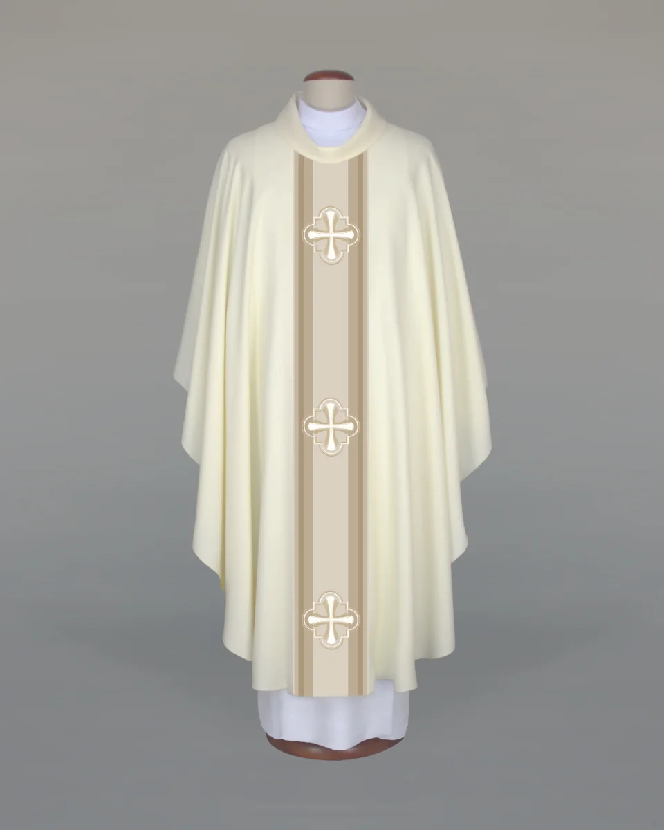 Ornat haftowany ecru - krzyże - Ornaty białe/ ecru - Nowość