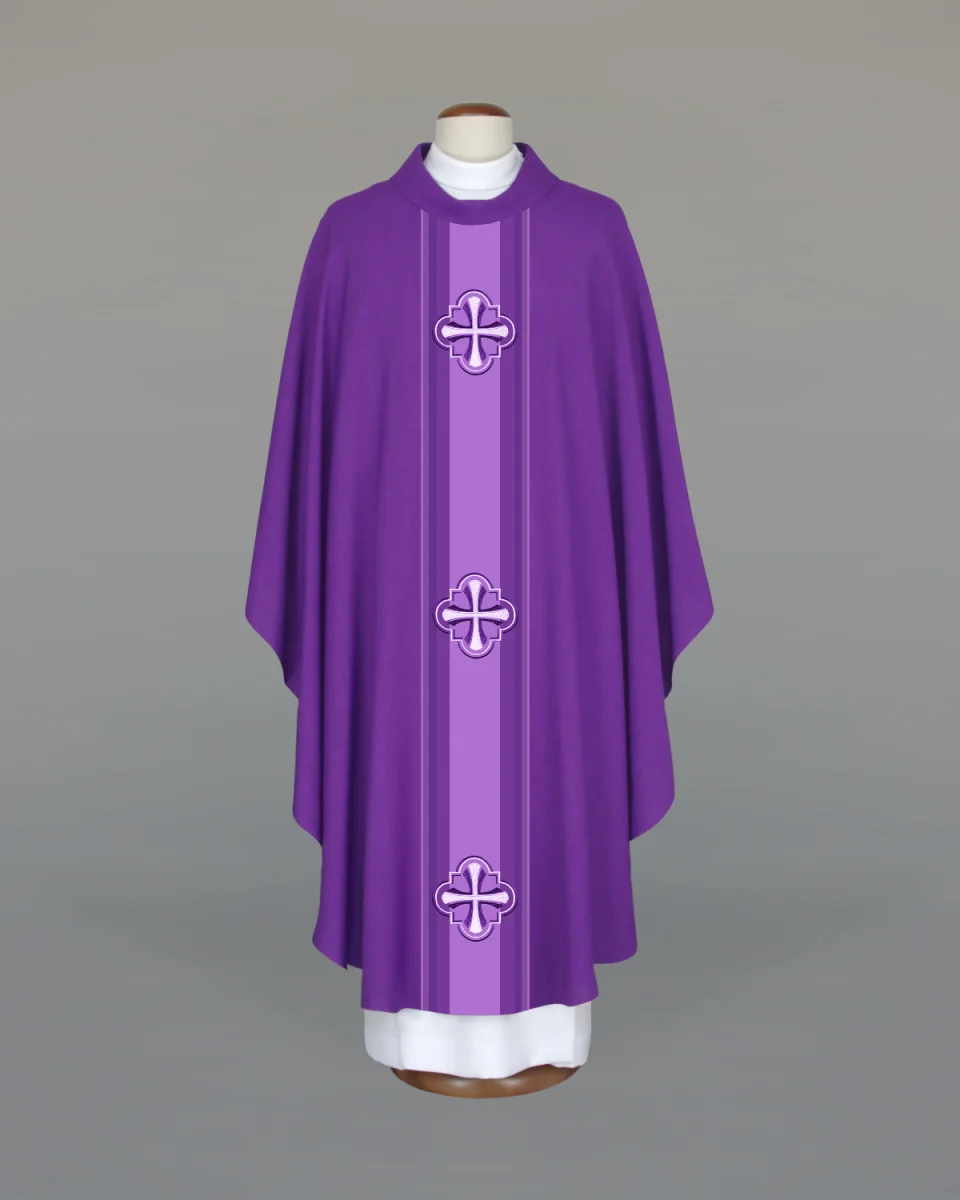 Ornat haftowany fioletowy - krzyże - Ornaty fioletowe - Nowość