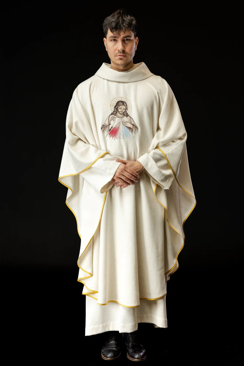 Ornat z wizerunkiem Jezusa Miłosiernego- ecru - Ornaty z Jezusem - zdjęcie 2