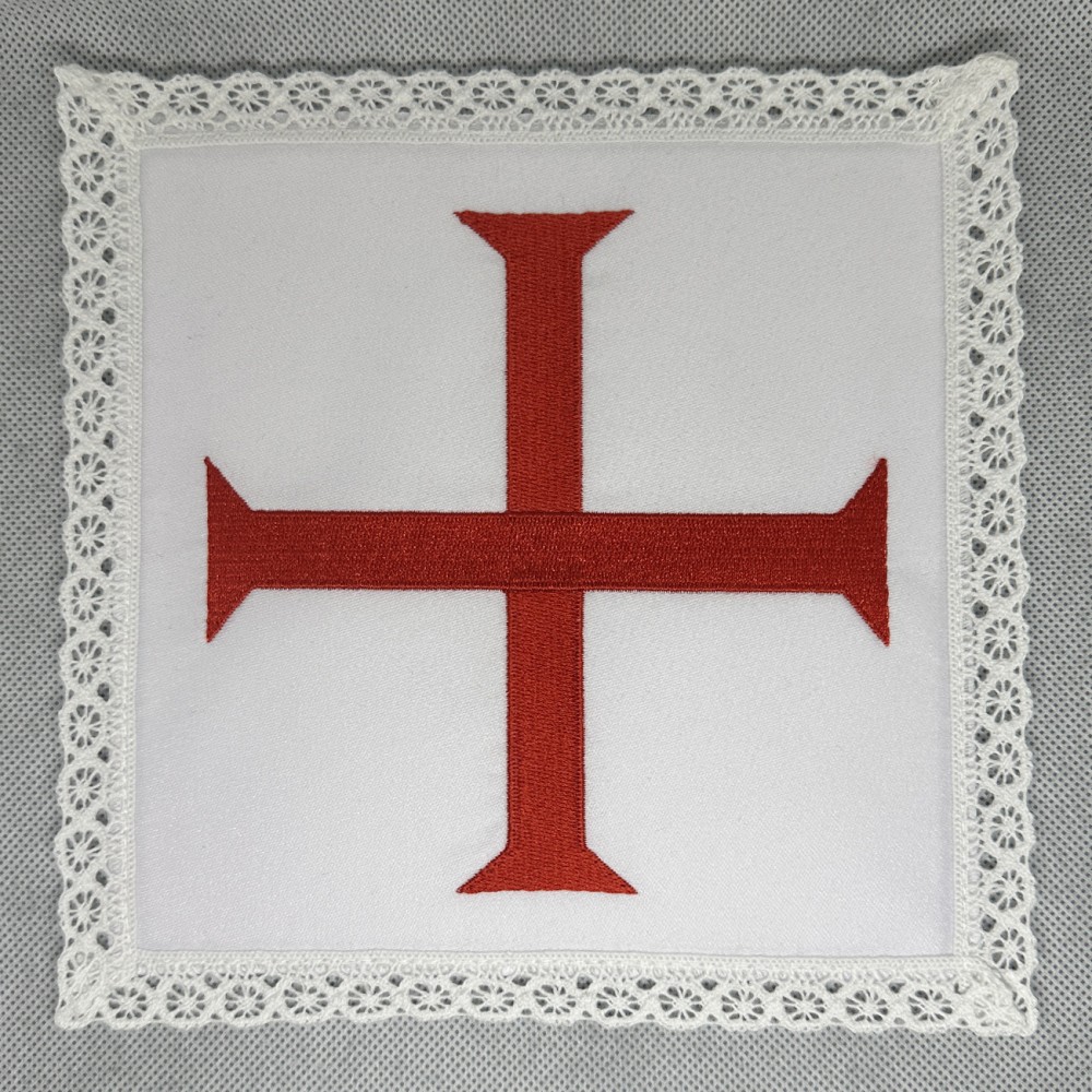 Bielizna kielichowa krzyż - czerwony haft - Bawełna 100% - zdjęcie 3