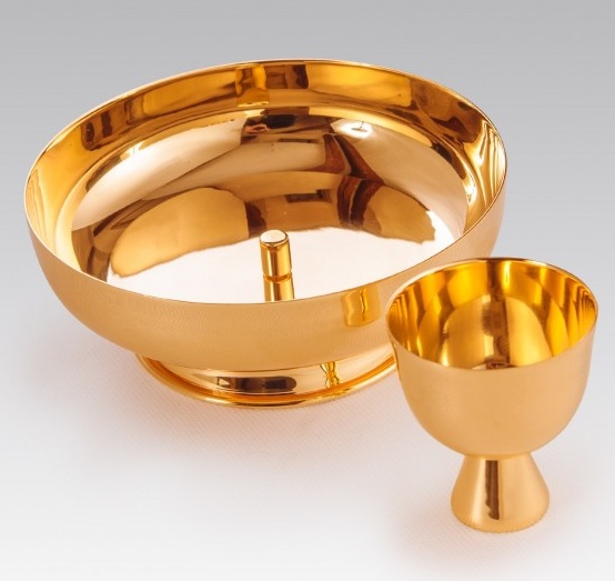 Puszka pod dwiema postaciami - koncelebra, mosiężna, pozłacana 6,5 cm - PUSZKI MSZALNE