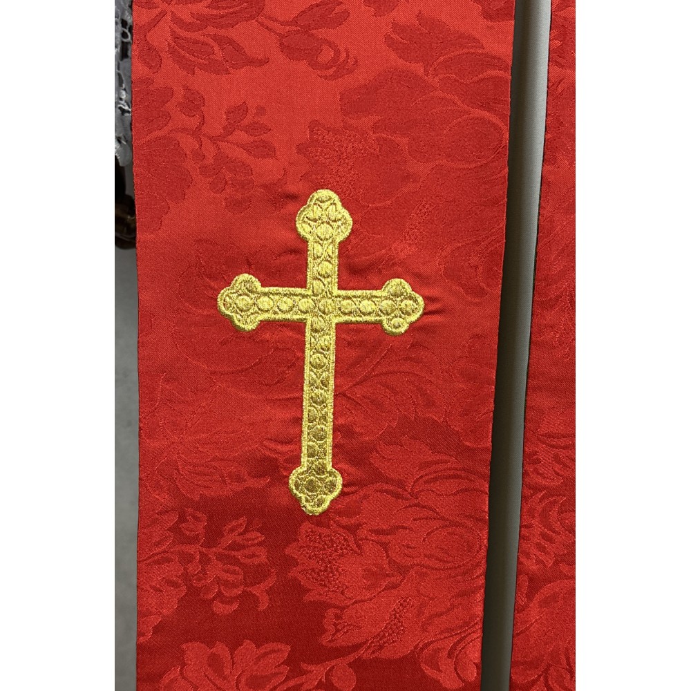 Stuła haftowana dwustronna- czerwono-zielona - EUCHARYSTYCZNE - zdjęcie 2