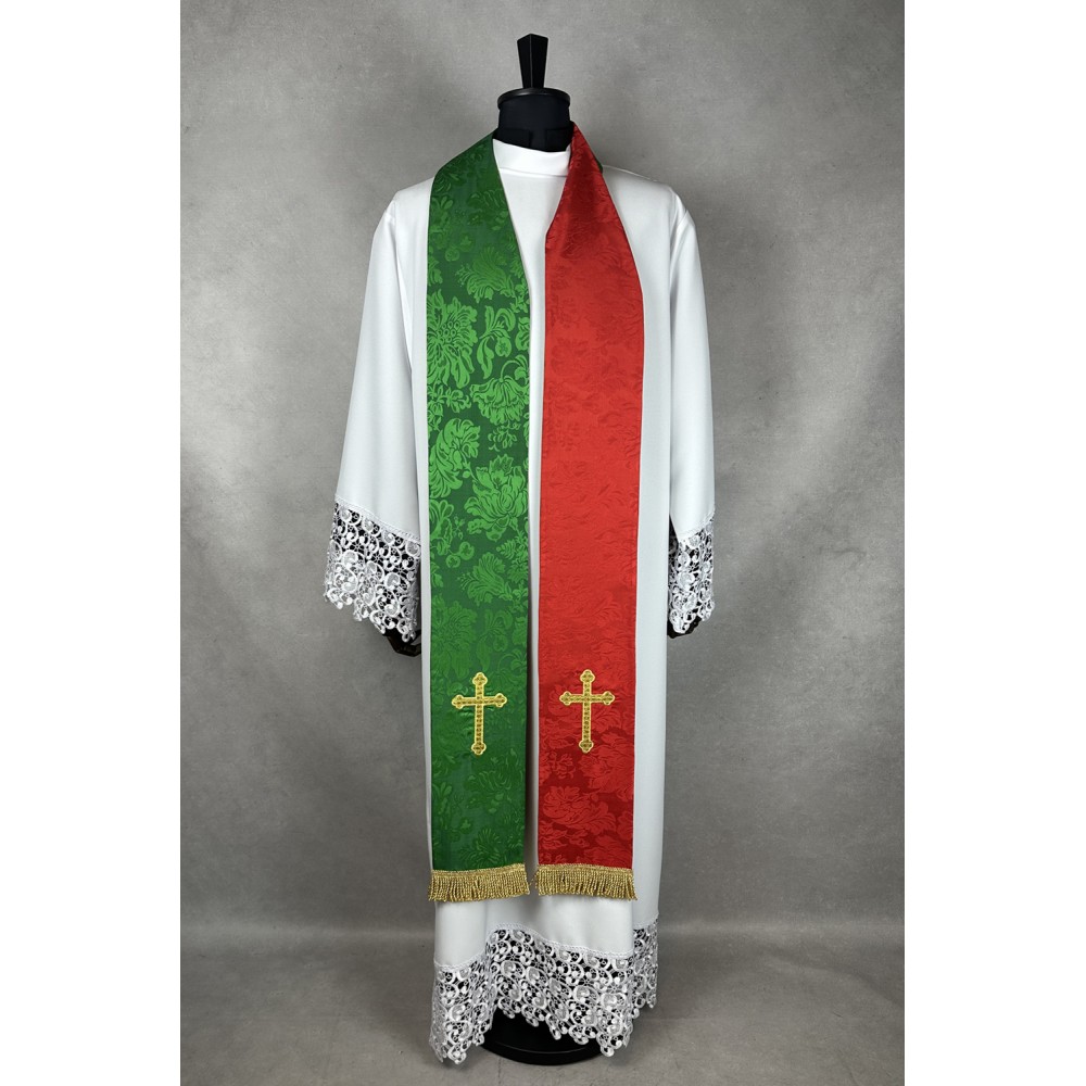 Stuła haftowana dwustronna- czerwono-zielona - EUCHARYSTYCZNE - zdjęcie 4