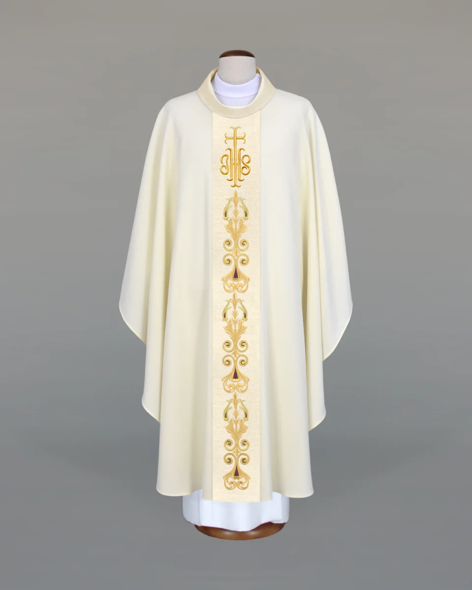 Ornat haftowany ecru - IHS - Ornaty białe/ ecru