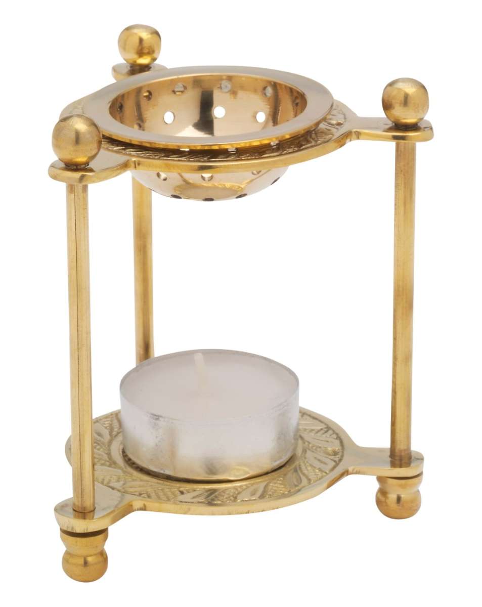 Kadzielnica na tealight z mosiądzu pozłacanego, złota, 10 cm - KADZIELNICE DOMOWE
