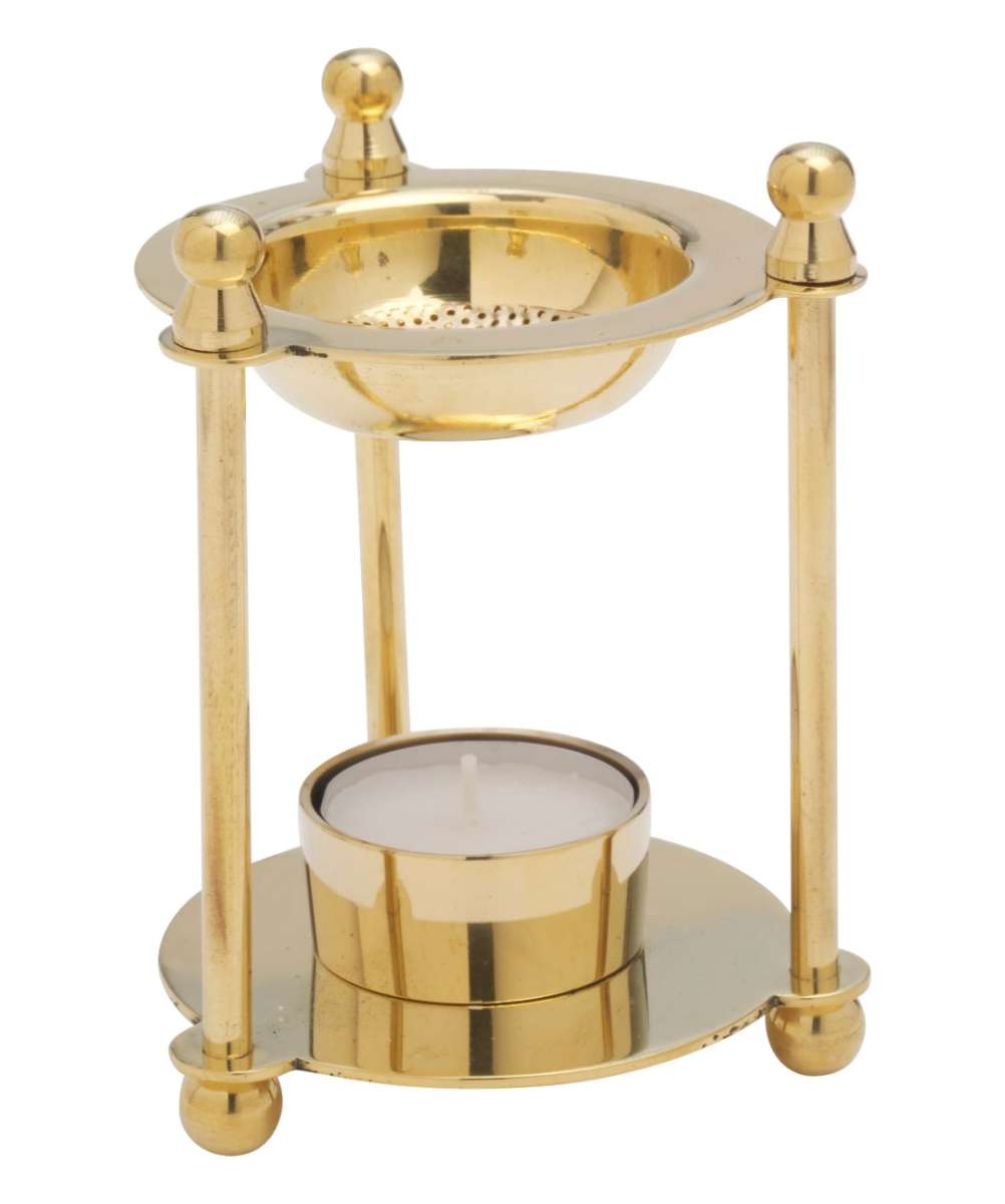 Kadzielnica na tealight z mosiądzu, złota, 12 cm - KADZIELNICE DOMOWE