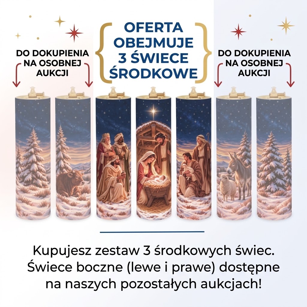 Tryptyk bożonarodzeniowy – zestaw 3 świec olejowych, 26 cm - Świece olejowe na Boże Narodzenie - zdjęcie 2