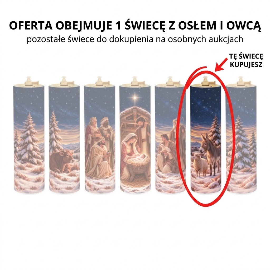 Świeca olejowa bożonarodzeniowa Osioł i owca – 26 cm - Świece olejowe na Boże Narodzenie - zdjęcie 2