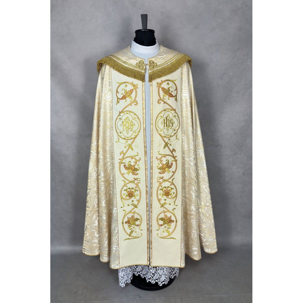 Kapa ecru wzór gotycki - tkanina żakard (13) - KAPY LITURGICZNE - zdjęcie 3