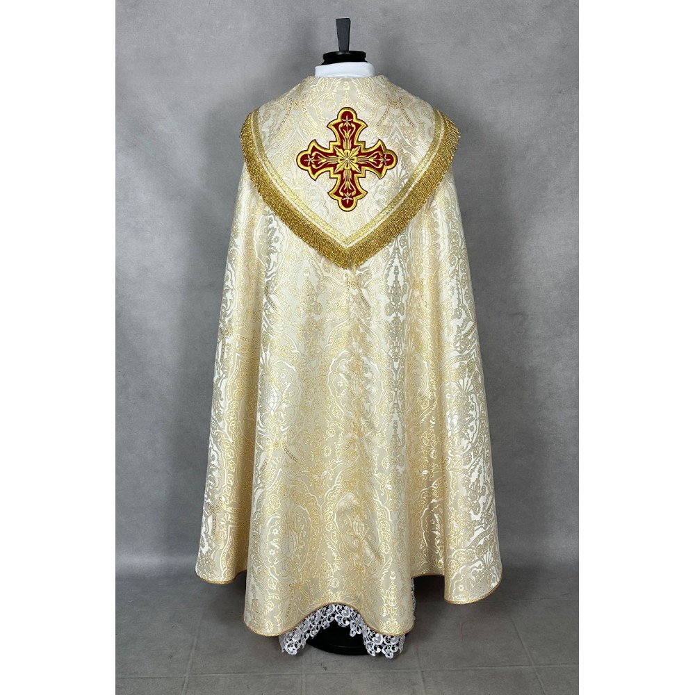 Kapa ecru wzór gotycki - tkanina żakard (13) - KAPY LITURGICZNE - zdjęcie 5