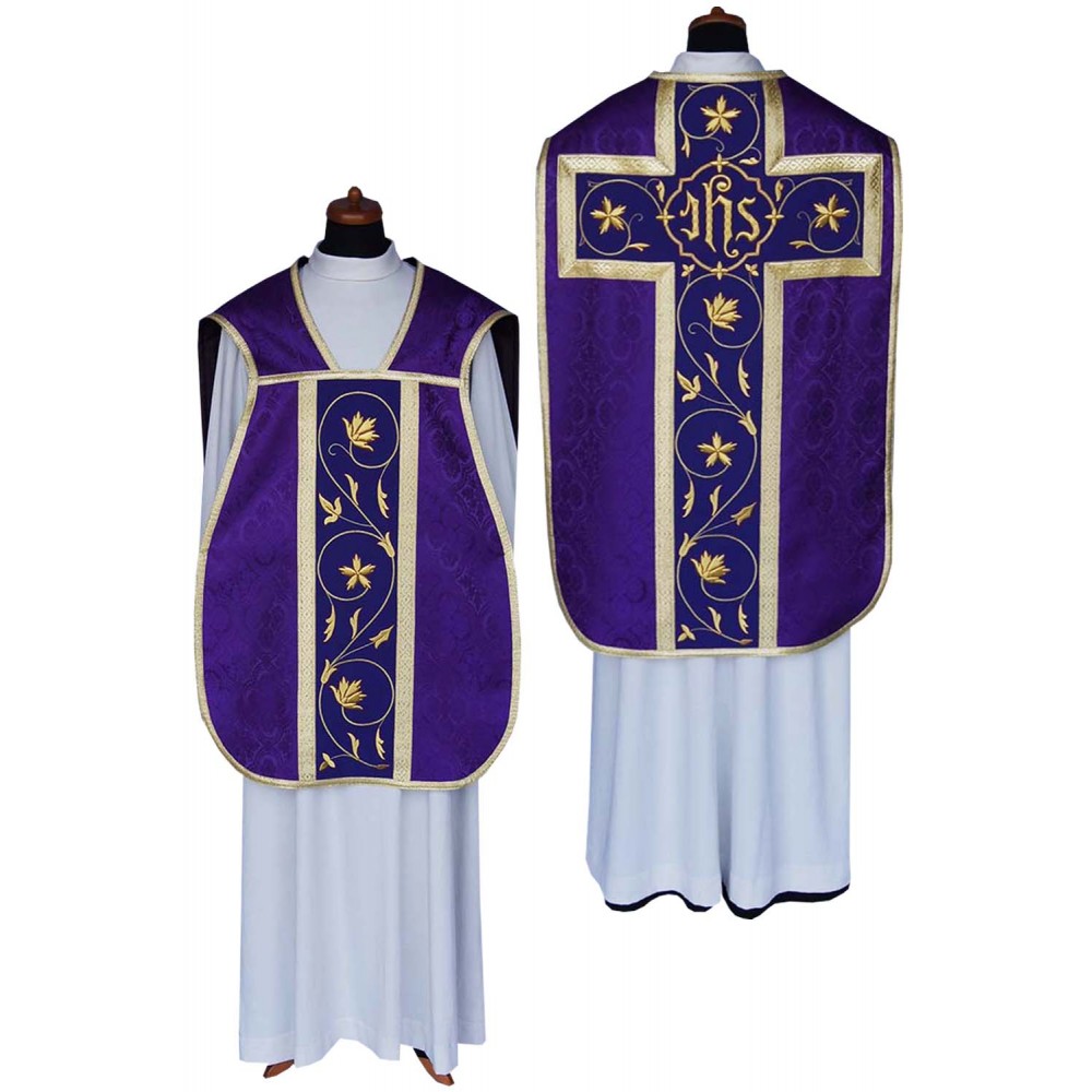 Ornat rzymski IHS - kolory liturgiczne, żakard (34) - Ornaty rzymskie - zdjęcie 12