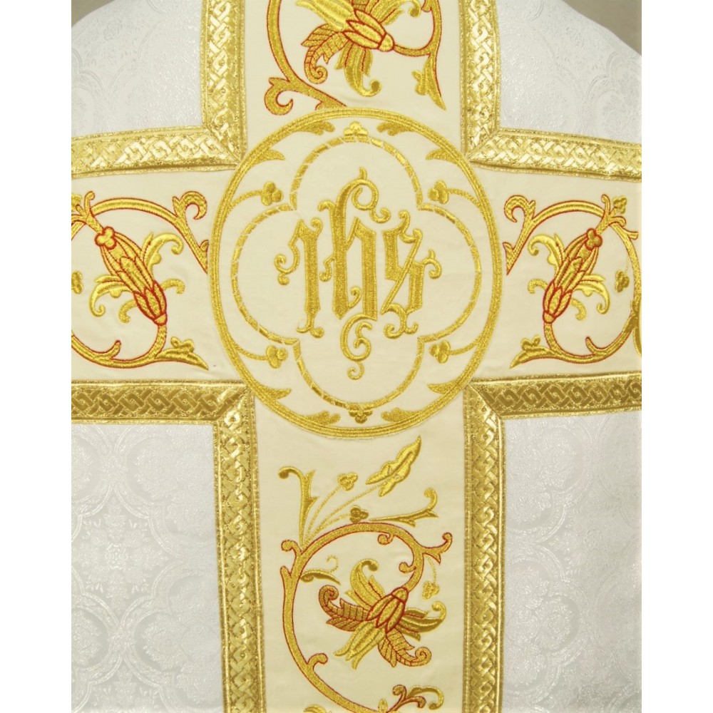 Ornat rzymski IHS - kolory liturgiczne, żakard (35) - Ornaty rzymskie - zdjęcie 13