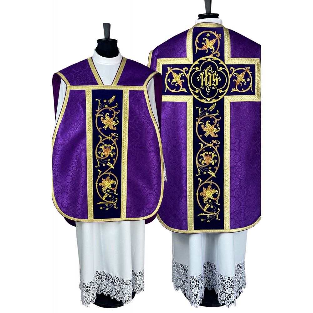 Ornat rzymski IHS - kolory liturgiczne, żakard (35) - Ornaty rzymskie - zdjęcie 17