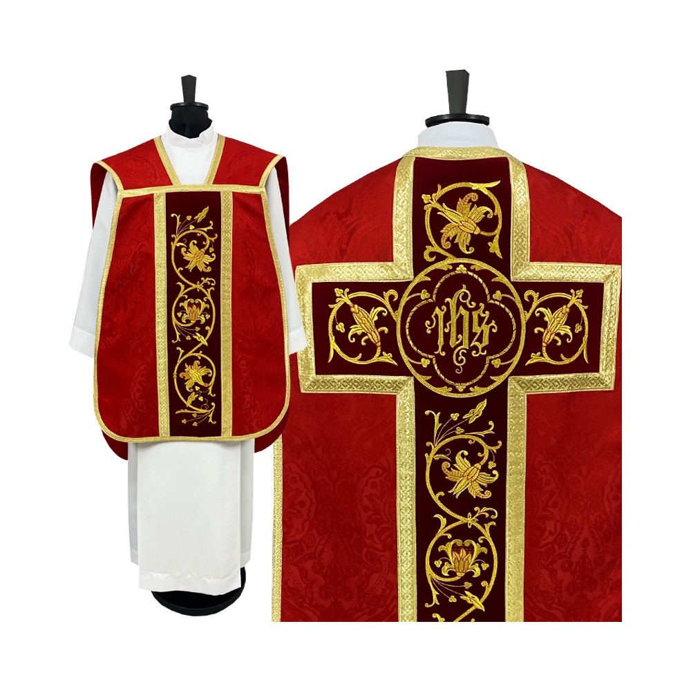 Ornat rzymski IHS - kolory liturgiczne, żakard (35) - Ornaty rzymskie - zdjęcie 18