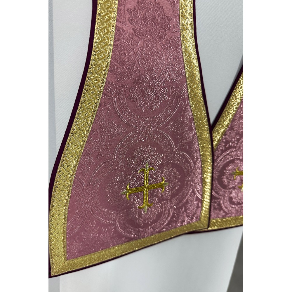 Ornat rzymski IHS - różowy, żakard (36) - Ornaty rzymskie - zdjęcie 5