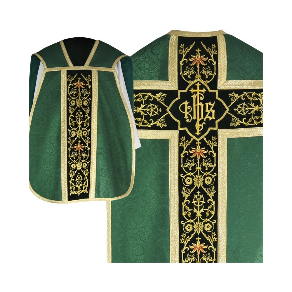Ornat rzymski IHS - kolory liturgiczne, żakard (37) - Ornaty rzymskie - zdjęcie 4