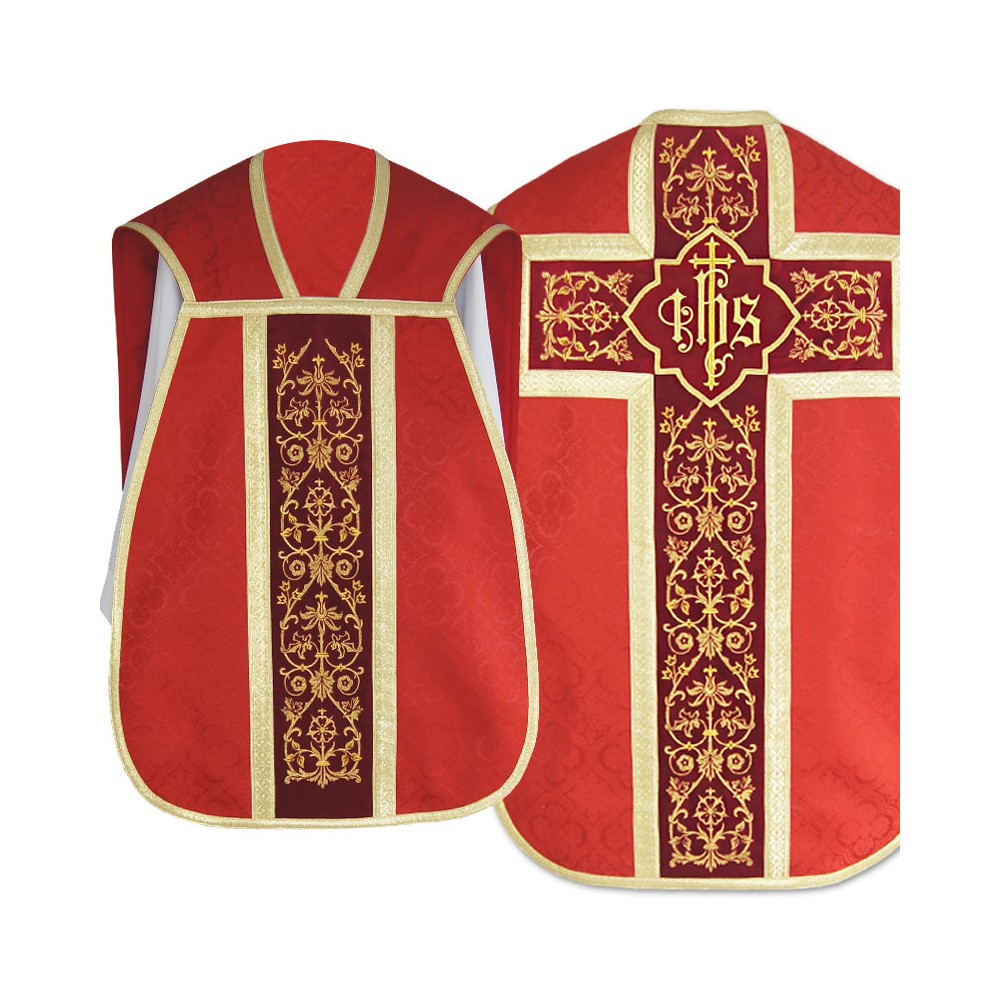Ornat rzymski IHS - kolory liturgiczne, żakard (37) - Ornaty rzymskie