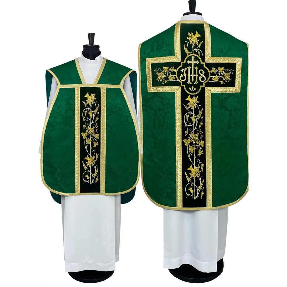 Ornat rzymski IHS - kolory liturgiczne, żakard (38) - Ornaty rzymskie - zdjęcie 9
