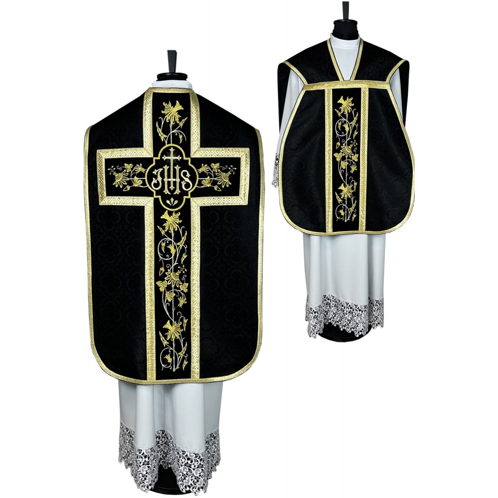 Ornat rzymski IHS - kolory liturgiczne, żakard (38) - Ornaty rzymskie - zdjęcie 3