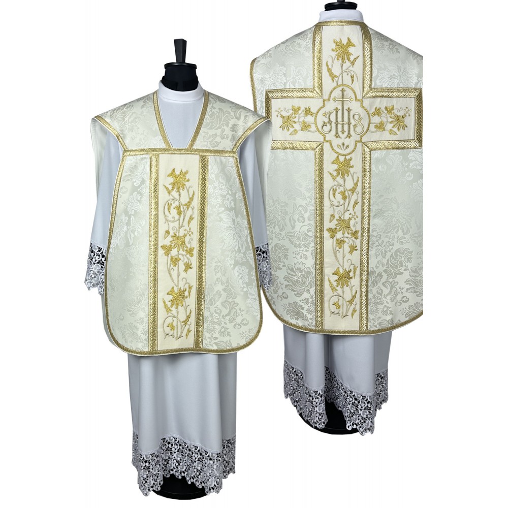 Ornat rzymski IHS - kolory liturgiczne, żakard (38) - Ornaty rzymskie - zdjęcie 5