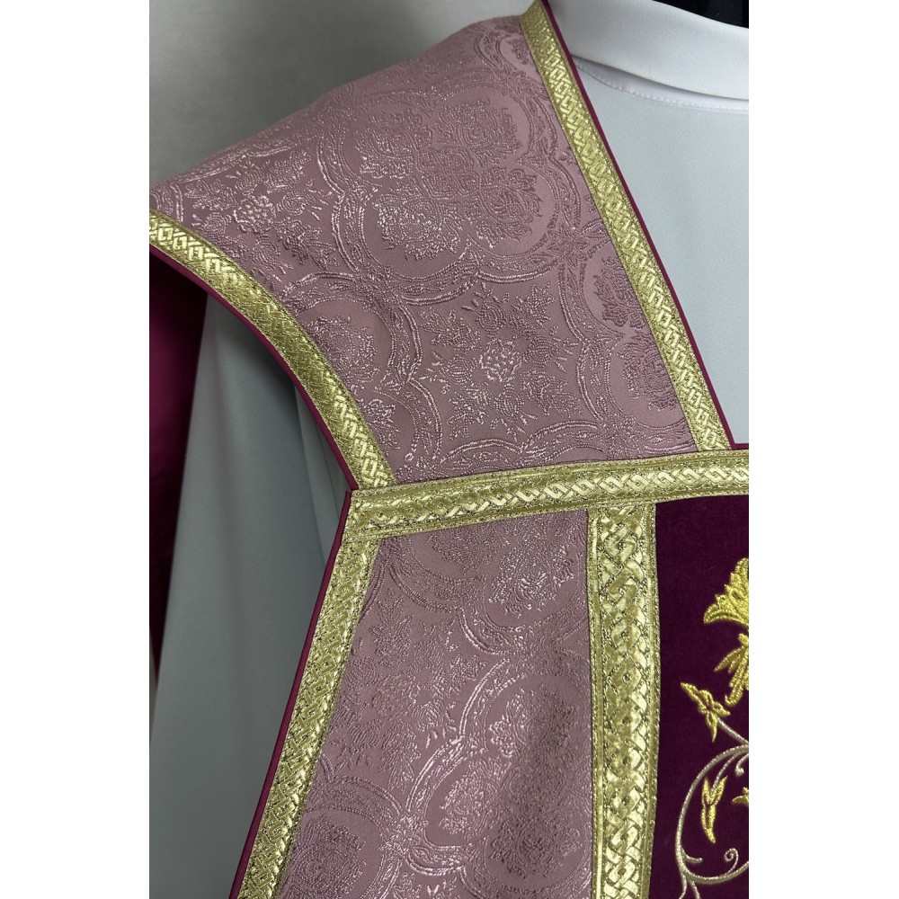 Ornat rzymski IHS - różowy, żakard (39) - Ornaty rzymskie - zdjęcie 2