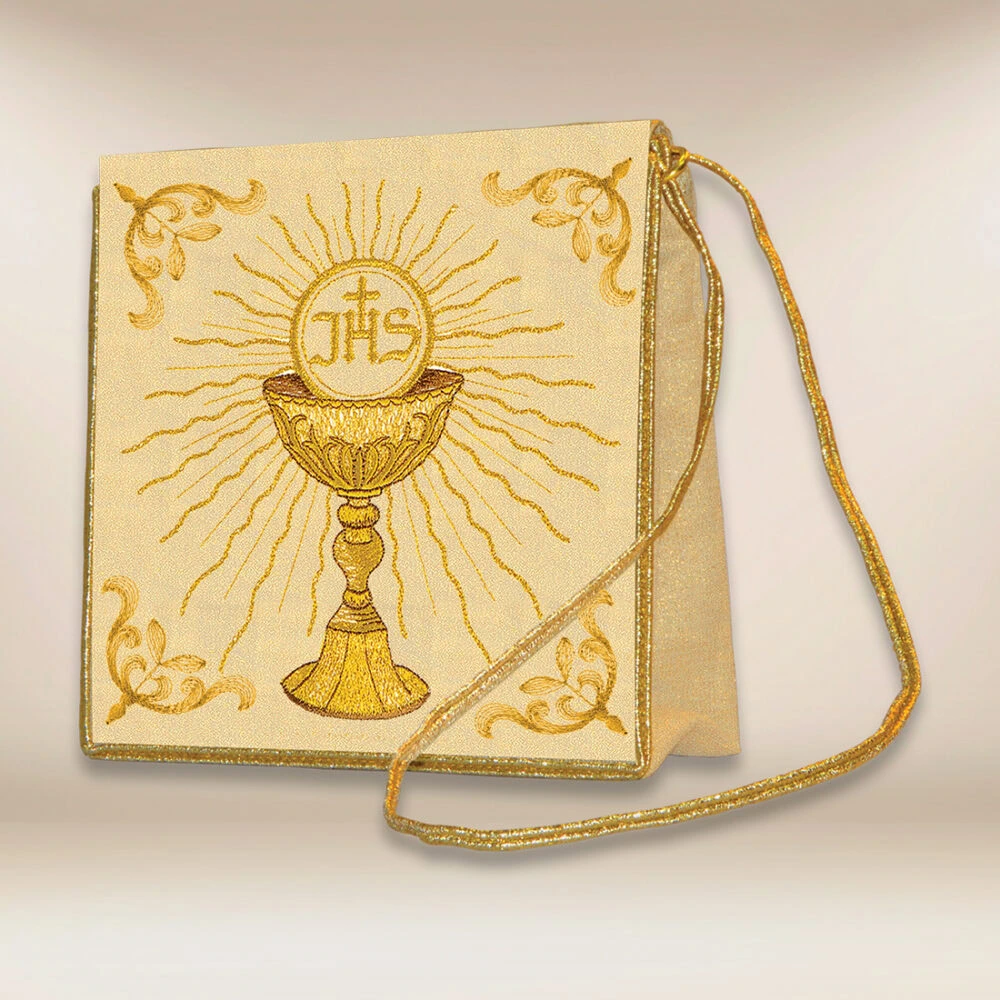 Bursa do chorych haftowana, złota (43) - BURSY, ZESTAWY DO CHORYCH - Nowość